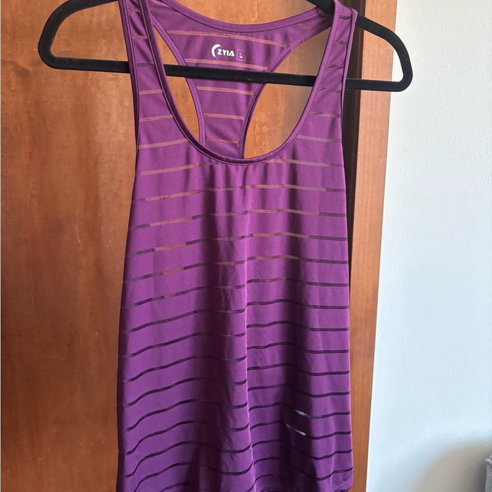 ZYIA Vibrant Purple Activewear Top sz L - Picture 2 of 3